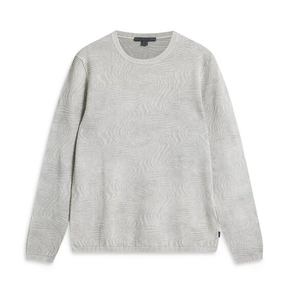 John Varvatos Collection Men's Mercer Wave Jacquard Knit Cotton Sweater Silver - Picture 5 of 7